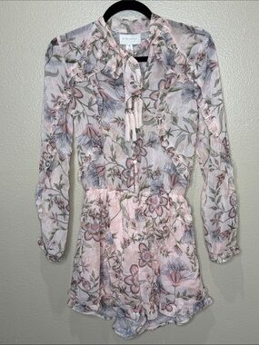 À La Plage by Cinq à Sept Floral Long Sleeve Romper XS Excellent Condition